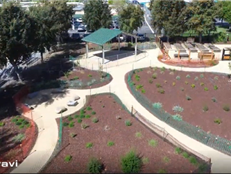 Ariel view of outdoor science learning area at LRRM